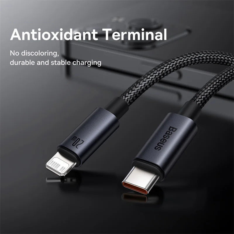 Baseus Type-C to Lightning Braided Cable - 3A Fast Charge, CE/FCC/RoHS