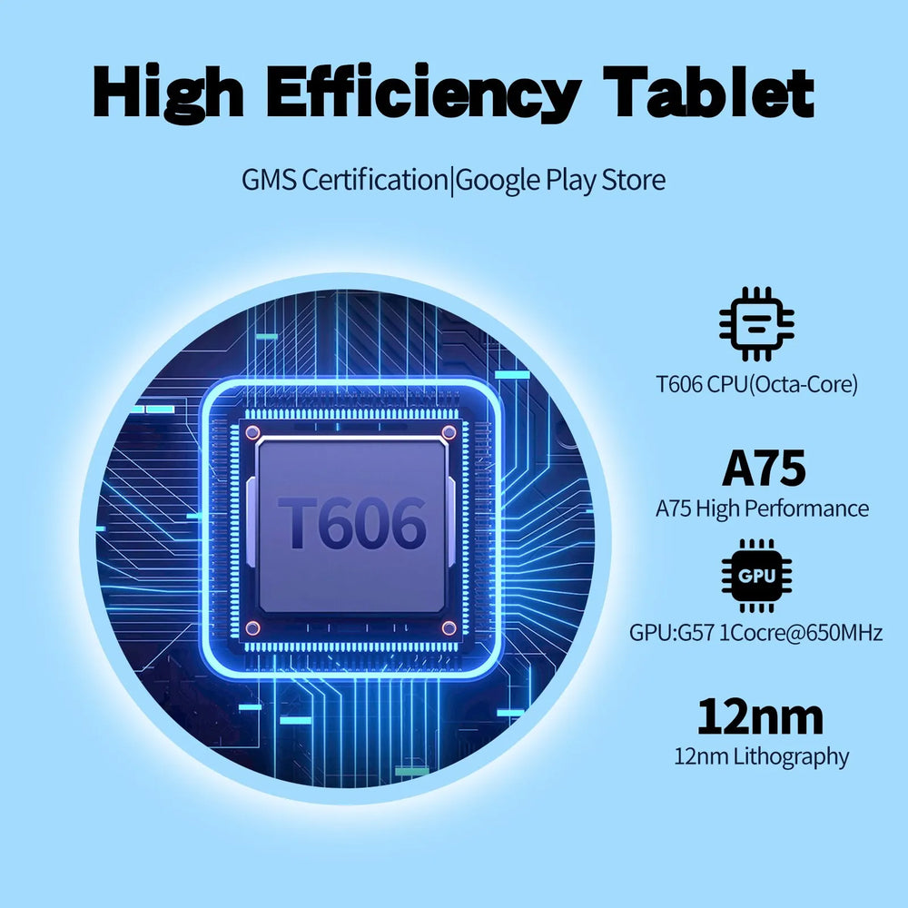 VASOUN Android 14 Tablet - 12GB RAM, 128GB, Dual SIM 4G, 5G WiFi & GPS