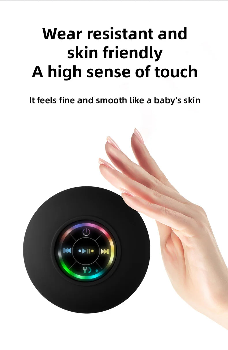 OZKVVM Waterproof Shower Bluetooth Speaker - LED, Suction Cup & 3D Surround