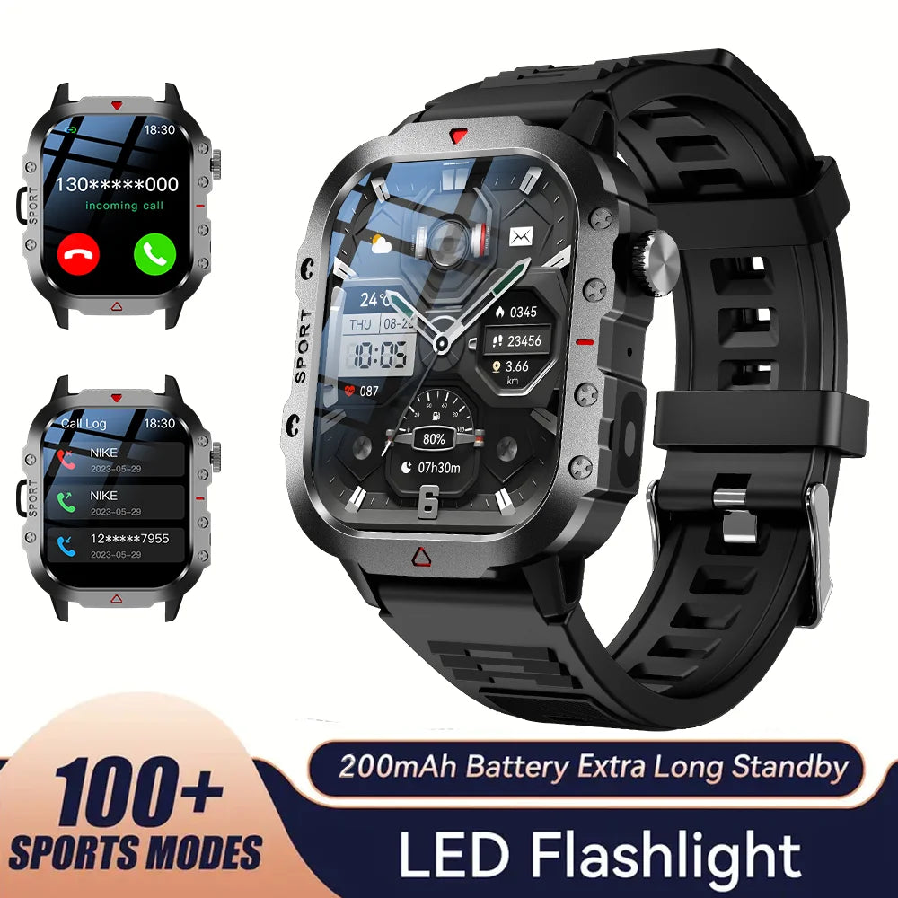 KESHUYOU 2.01-Inch Outdoor Smart Watch - LED Flashlight & Bluetooth Talk