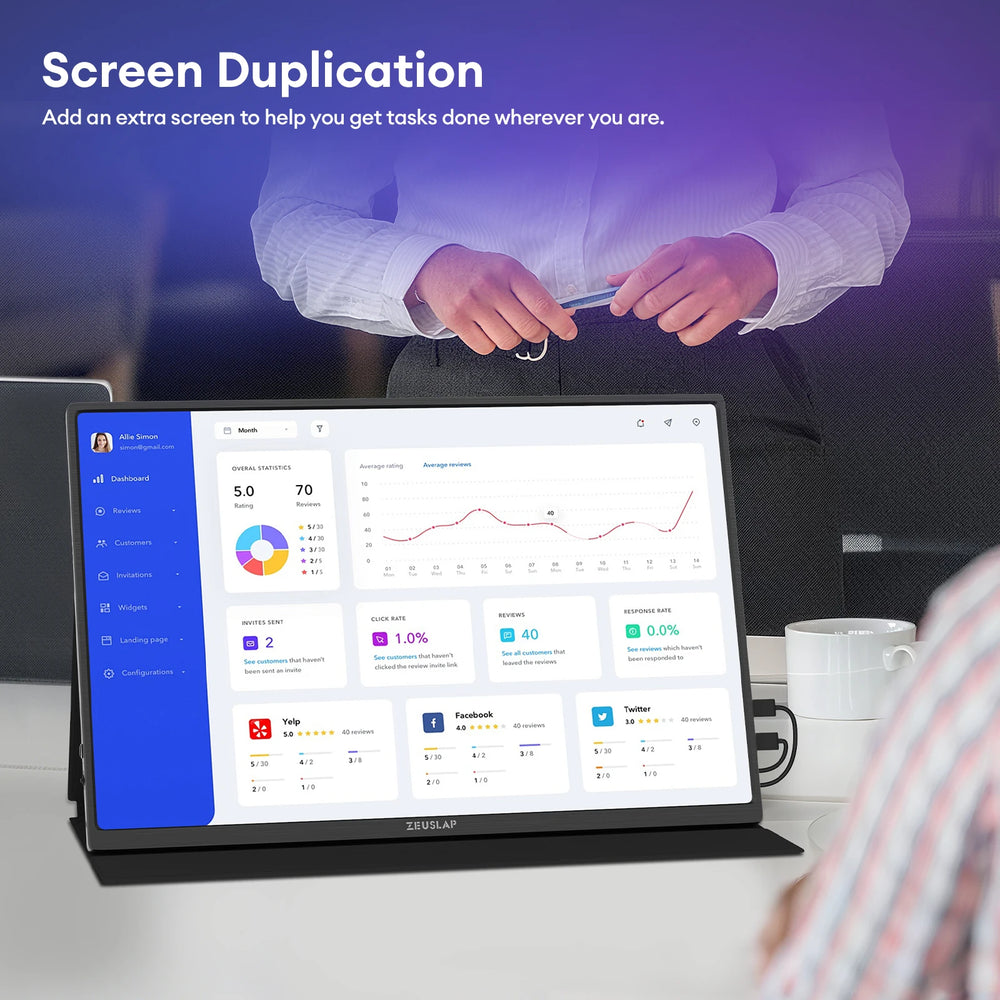 ZEUSLAP 16-Inch 2.5K 144Hz Portable Monitor - 500cd/m, 100% sRGB, HDR500