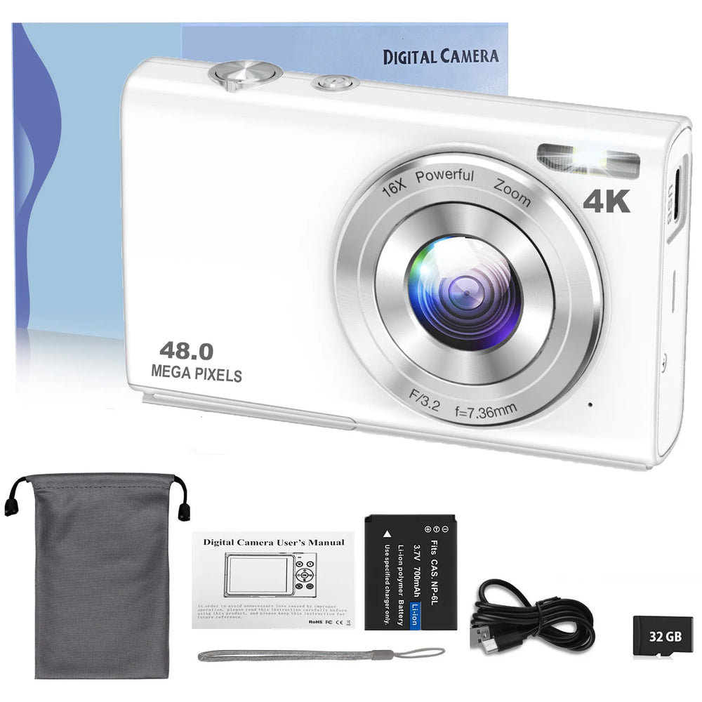STUOGYUM 4K 48MP Autofocus Vlog Camera - 2.8-Inch Screen, 4.5-54mm Zoom