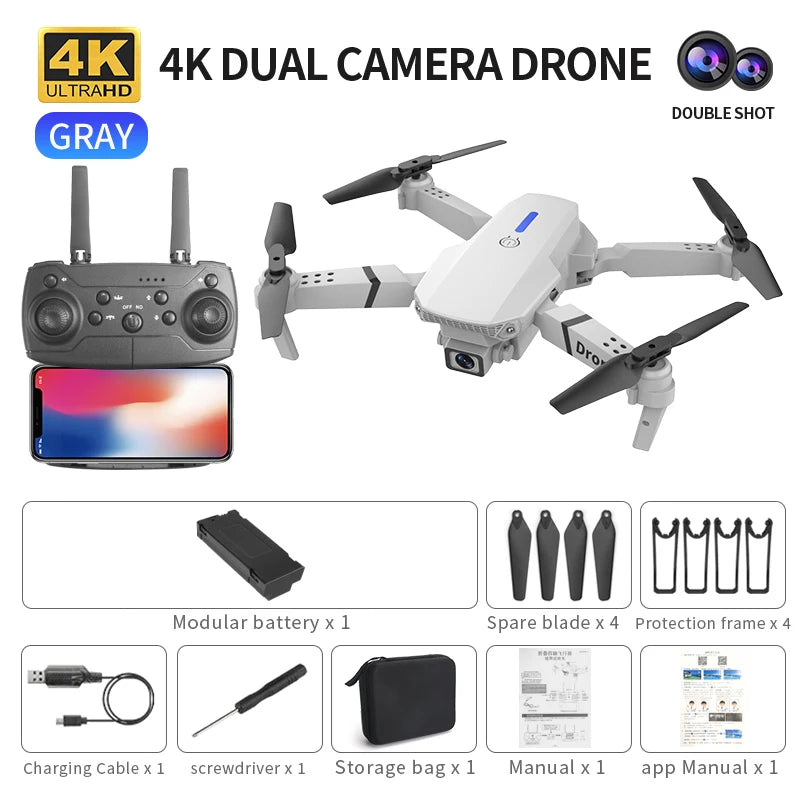 E88 Pro 4K Foldable FPV Drone - WiFi, Altitude Hold, EIS, Wide-Angle