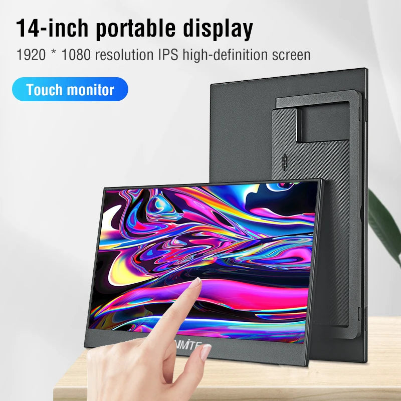 Anmite 14-Inch IPS Touch Portable Monitor - USB-C, 60Hz, Xbox/PS4/Switch