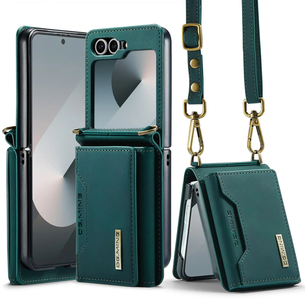 HQBBRO Crossbody Leather Wallet Case - Samsung Galaxy Z Flip 3-7 FE 5G