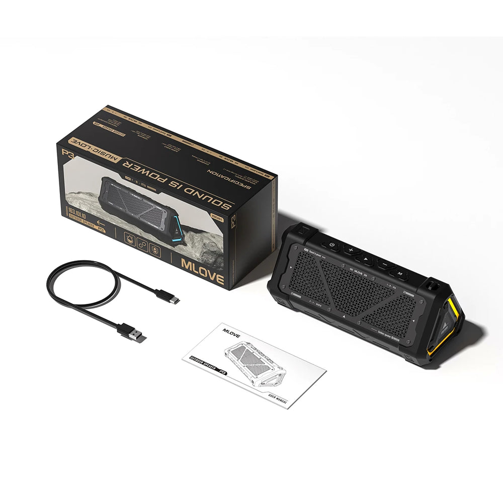MLOVE P3 40W Bluetooth 5.3 Speaker - IPX7 Waterproof Outdoor Sound