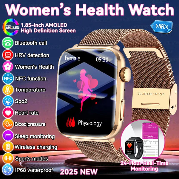 2025 AI Diagnosis Smartwatch - HRV+PPG, IP68, NFC, 100+ Sports & HD BT Call