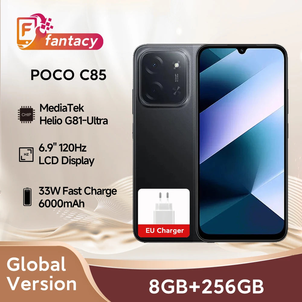 POCO C85 Global - Helio G81-Ultra, 6.9" 120Hz, 6000mAh, 33W, 50MP & NFC